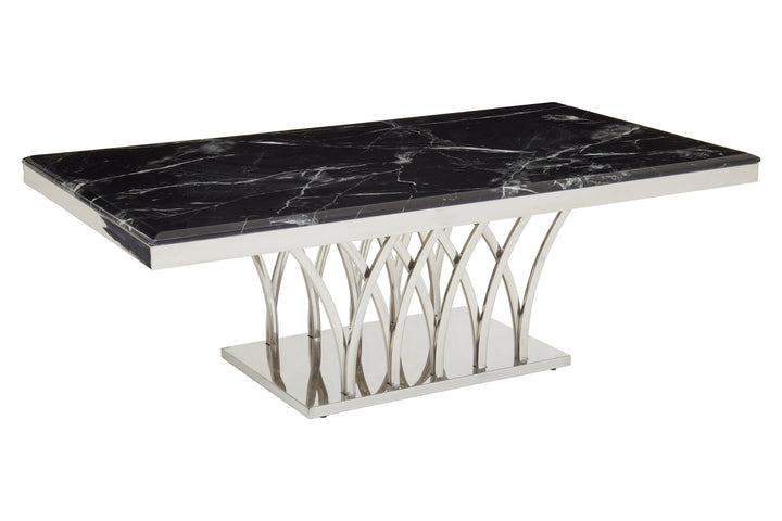 Oriole Black Marble And Silver Coffee Table