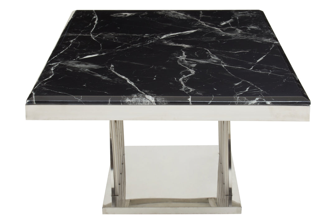 Oriole Black Marble And Silver Coffee Table