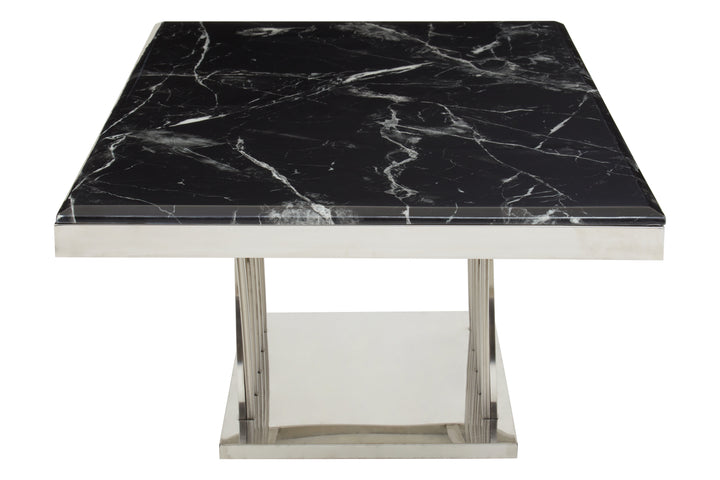 Oriole Black Marble And Silver Coffee Table