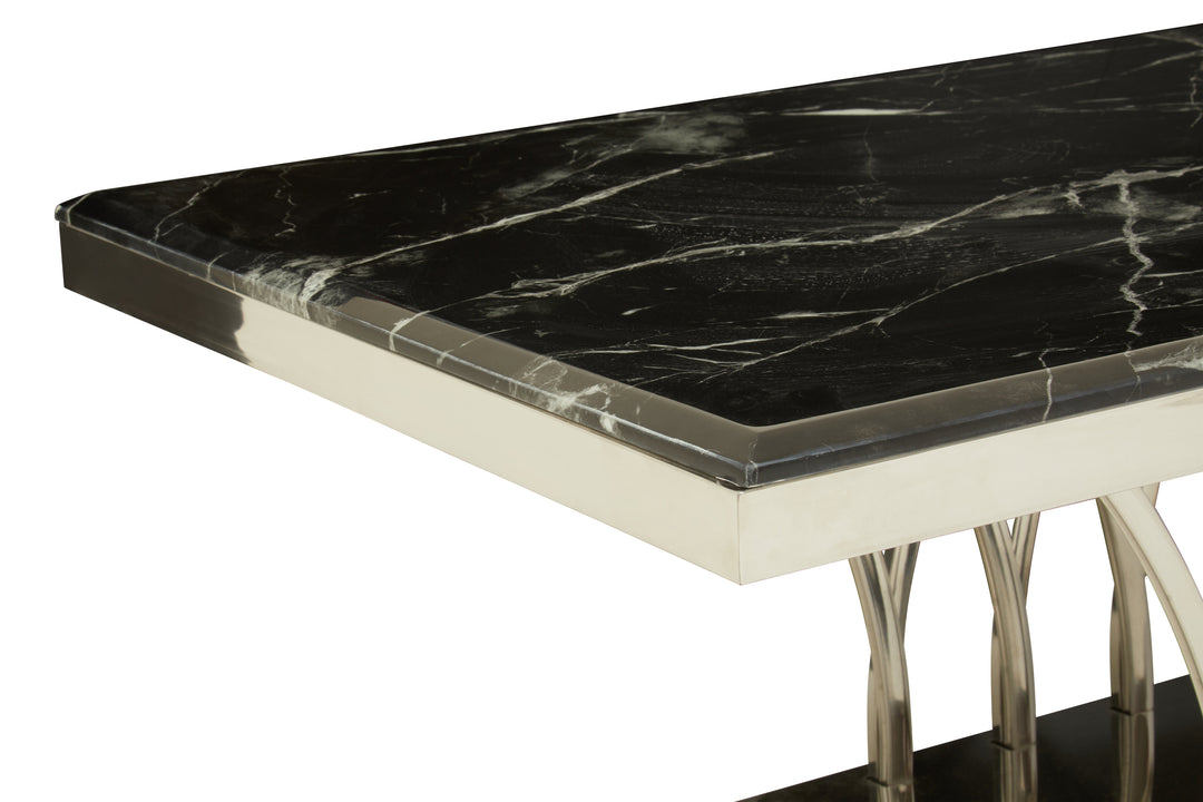 Oriole Black Marble And Silver Coffee Table