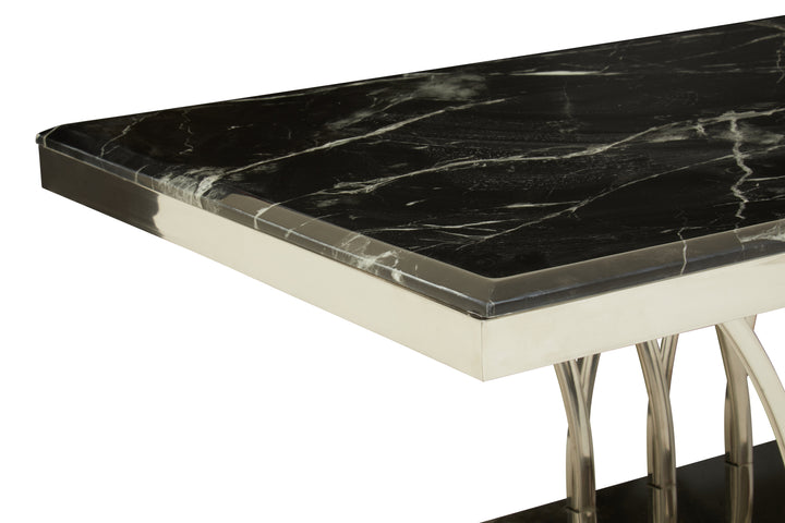 Oriole Black Marble And Silver Coffee Table