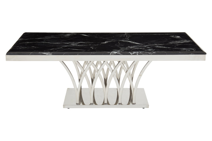Oriole Black Marble And Silver Coffee Table