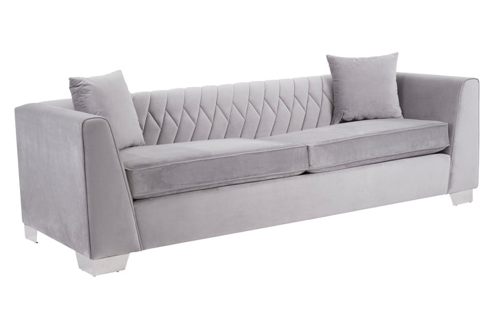 Peacock 3 Seat Grey Velvet Sofa