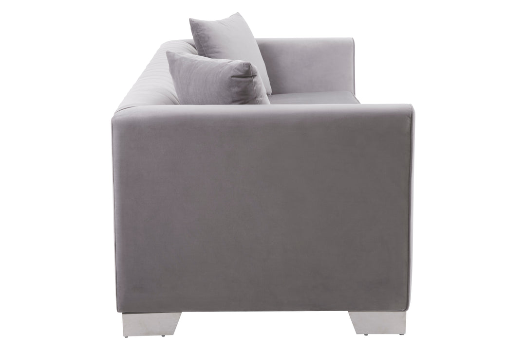 Peacock 3 Seat Grey Velvet Sofa