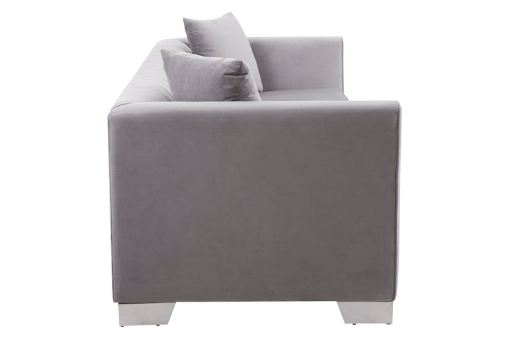 Peacock 3 Seat Grey Velvet Sofa