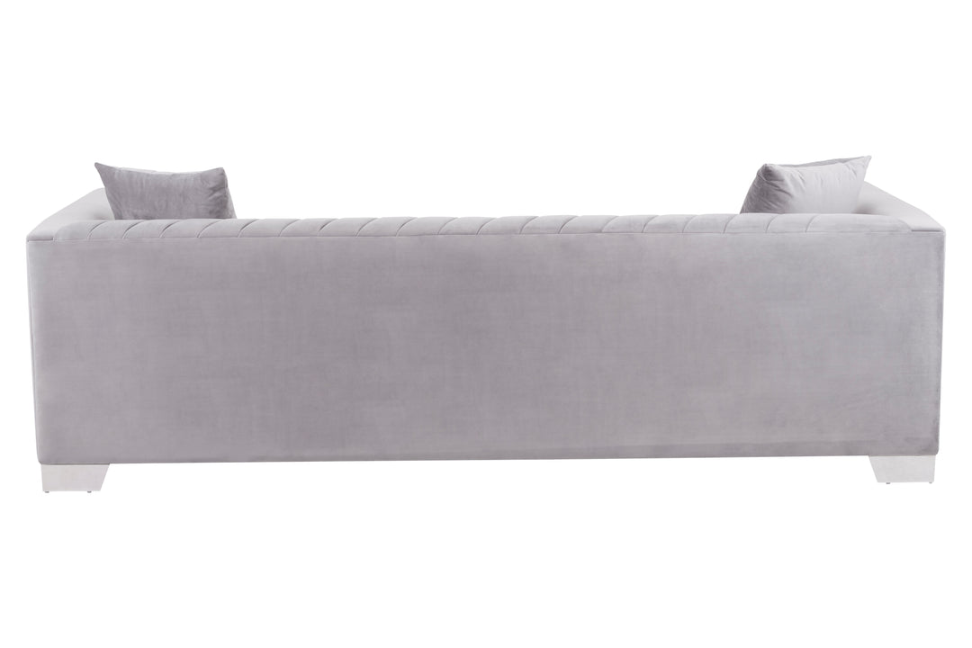 Peacock 3 Seat Grey Velvet Sofa