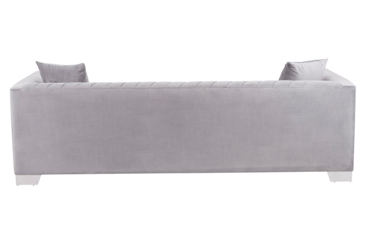 Peacock 3 Seat Grey Velvet Sofa