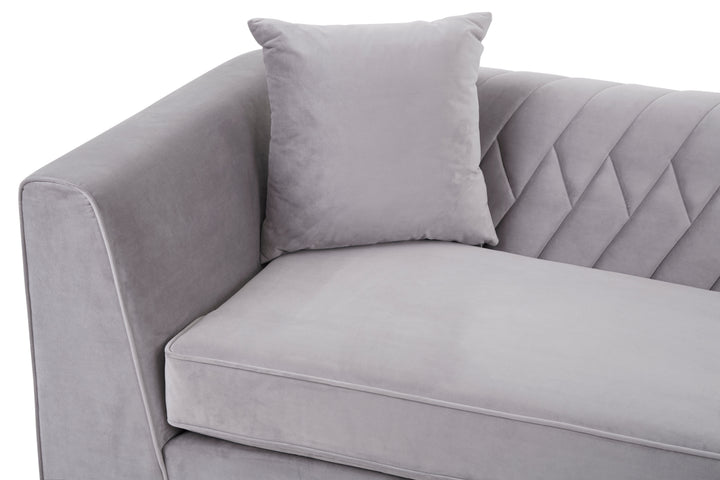Peacock 3 Seat Grey Velvet Sofa
