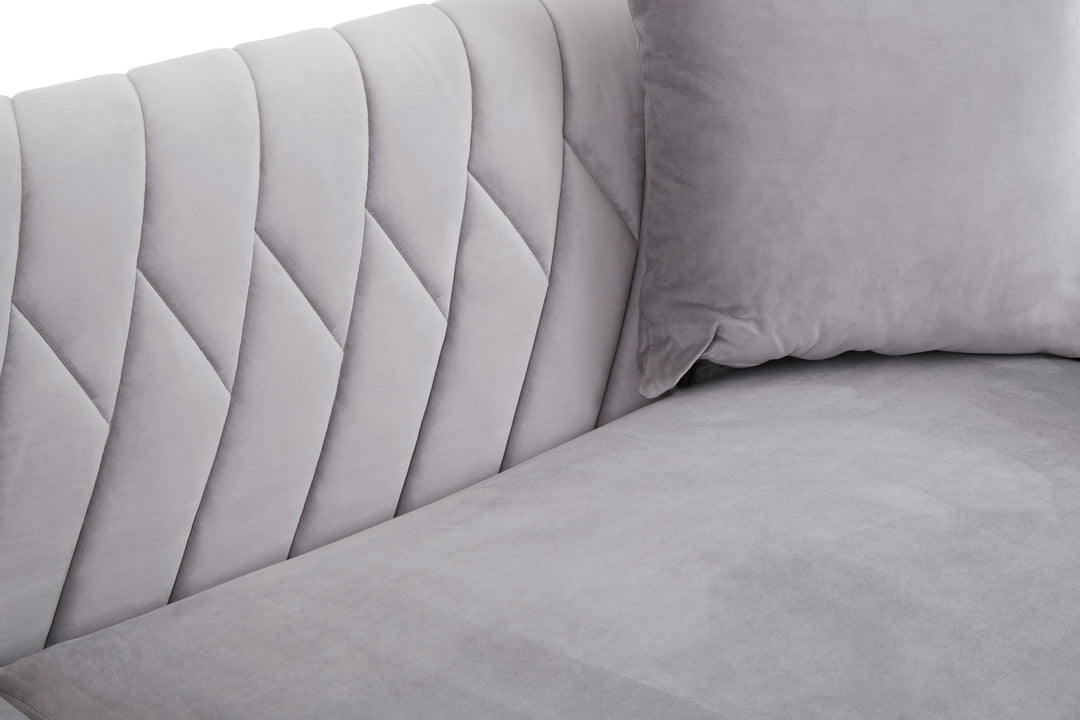 Peacock 3 Seat Grey Velvet Sofa