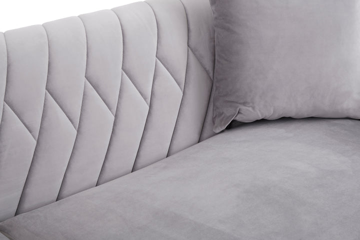 Peacock 3 Seat Grey Velvet Sofa