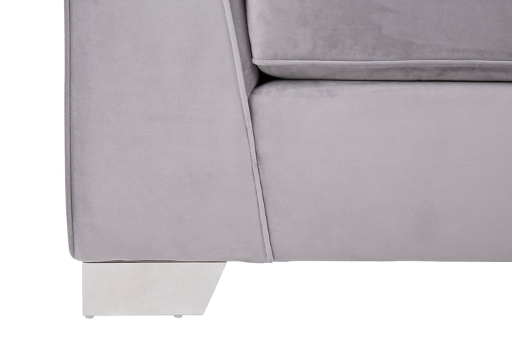 Peacock 3 Seat Grey Velvet Sofa