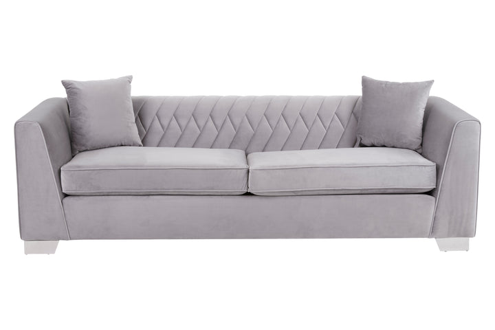 Peacock 3 Seat Grey Velvet Sofa
