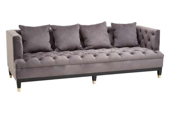Parrot 3 Seat Viola Pirate Grey Fabric Sofa