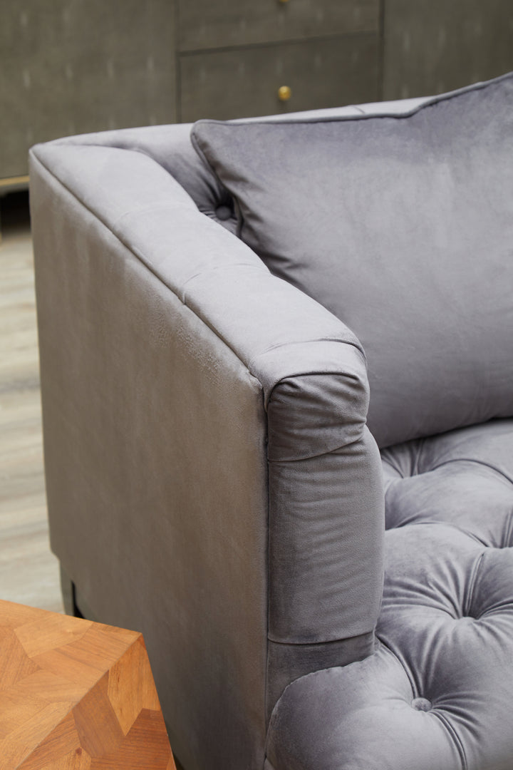 Parrot 3 Seat Viola Pirate Grey Fabric Sofa