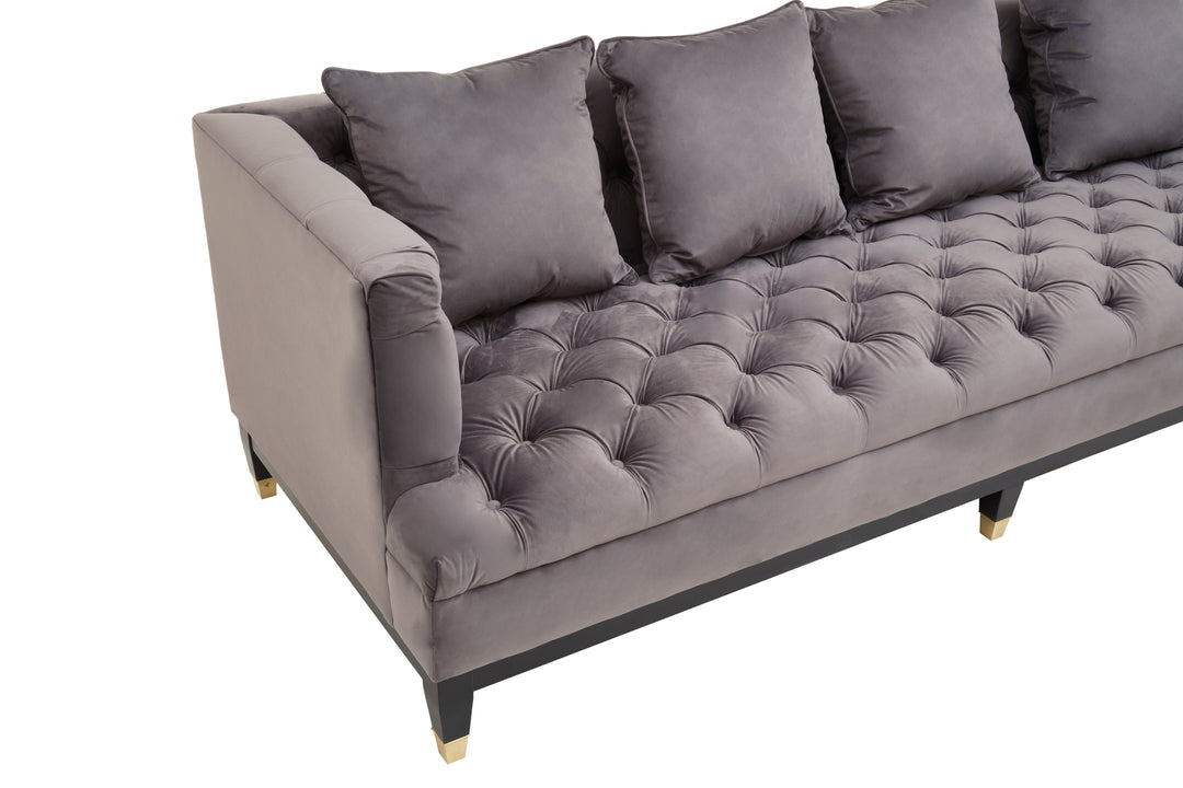 Parrot 3 Seat Viola Pirate Grey Fabric Sofa