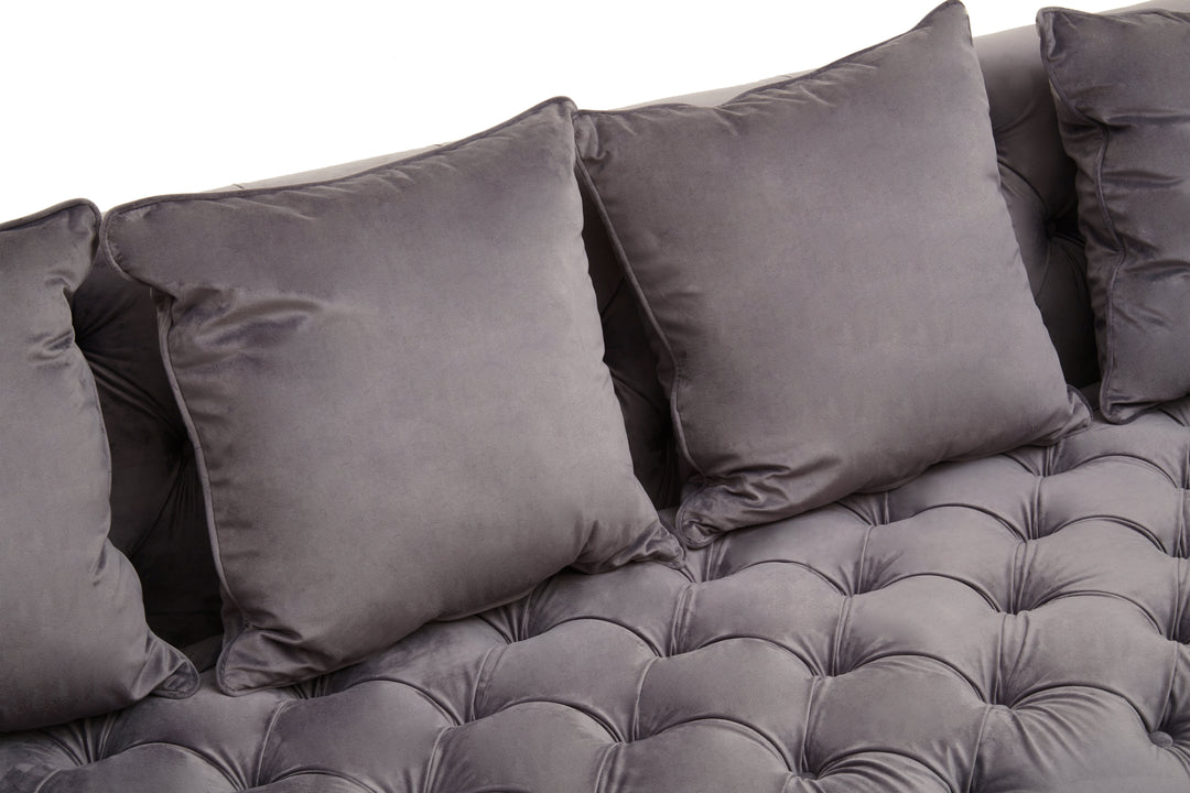 Parrot 3 Seat Viola Pirate Grey Fabric Sofa