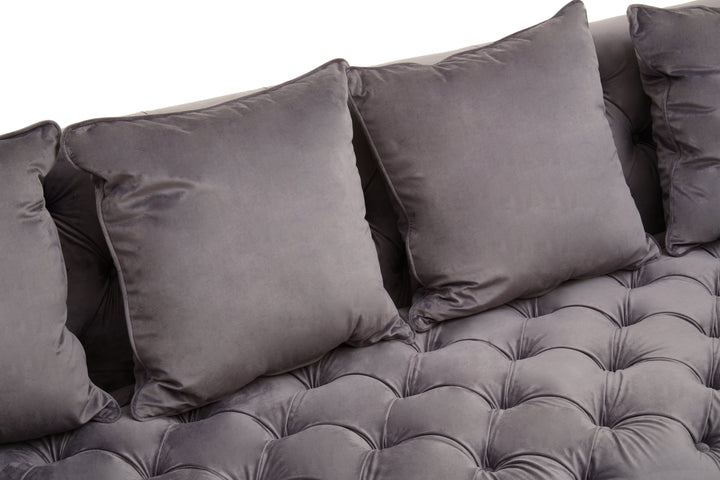Parrot 3 Seat Viola Pirate Grey Fabric Sofa