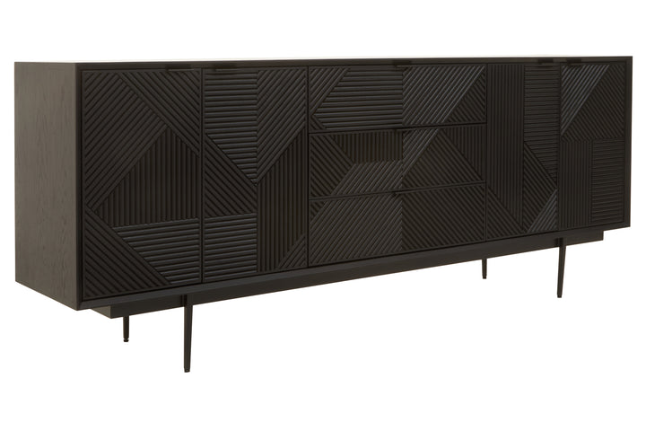 Swallow Black Finish Wooden Metal Legs Sideboard
