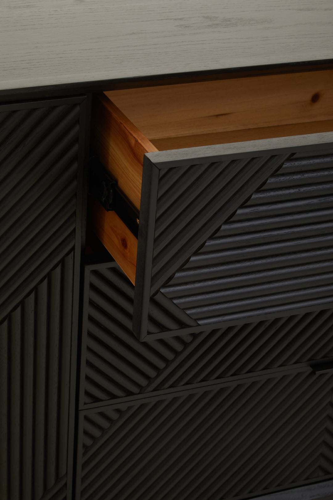 Swallow Black Finish Wooden Metal Legs Sideboard