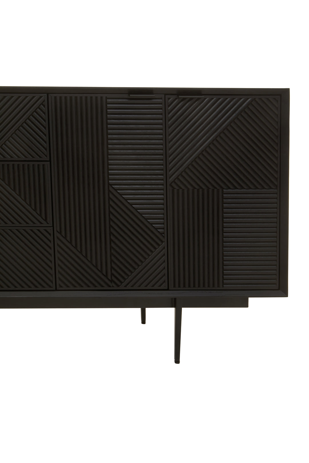 Swallow Black Finish Wooden Metal Legs Sideboard