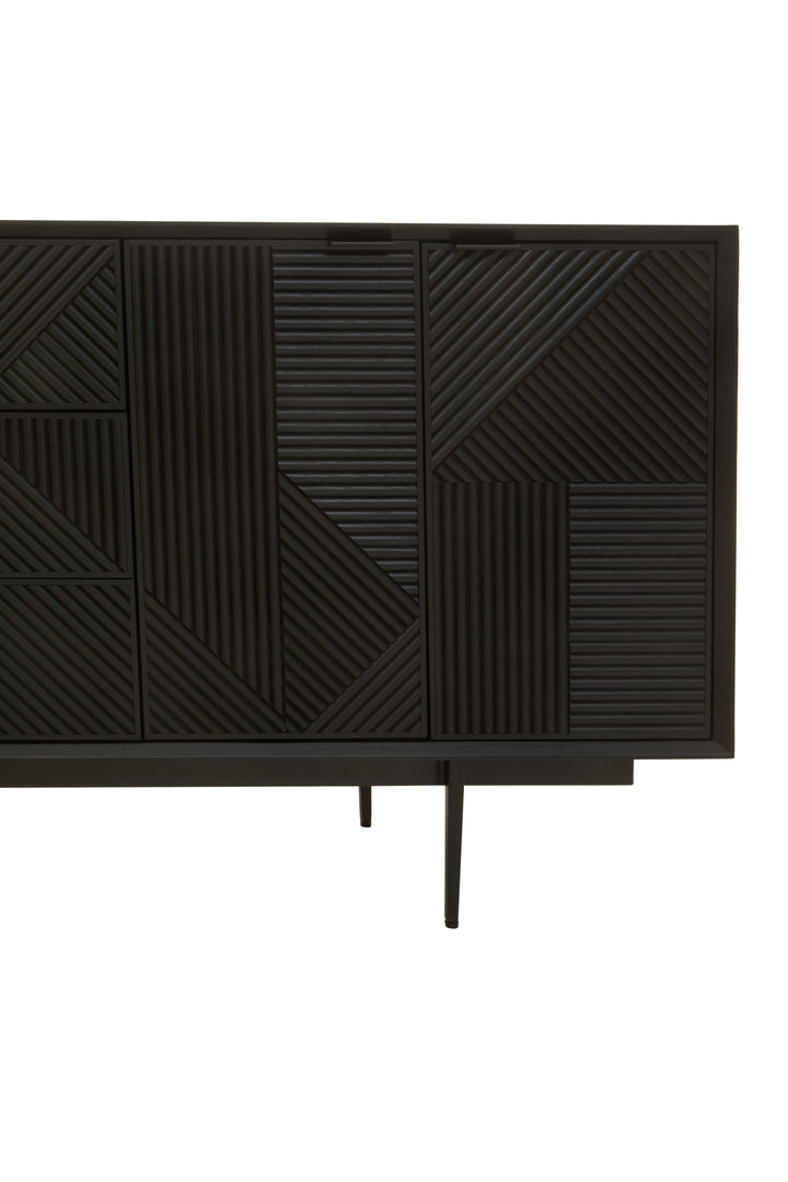 Swallow Black Finish Wooden Metal Legs Sideboard