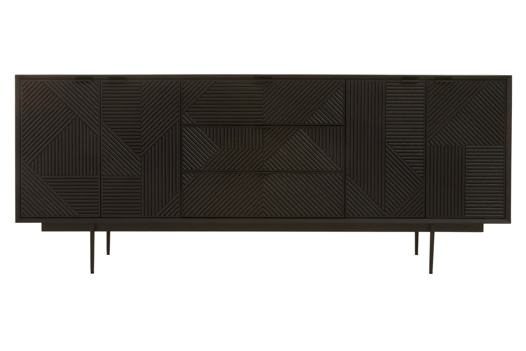 Swallow Black Finish Wooden Metal Legs Sideboard