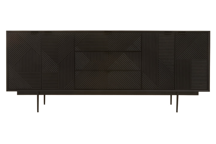 Swallow Black Finish Wooden Metal Legs Sideboard