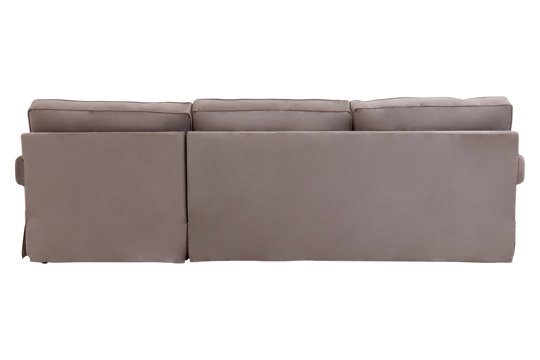 Robin Three Seat Mink Velvet Chaise Sofa