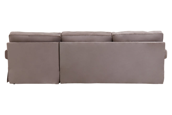 Robin Three Seat Mink Velvet Chaise Sofa