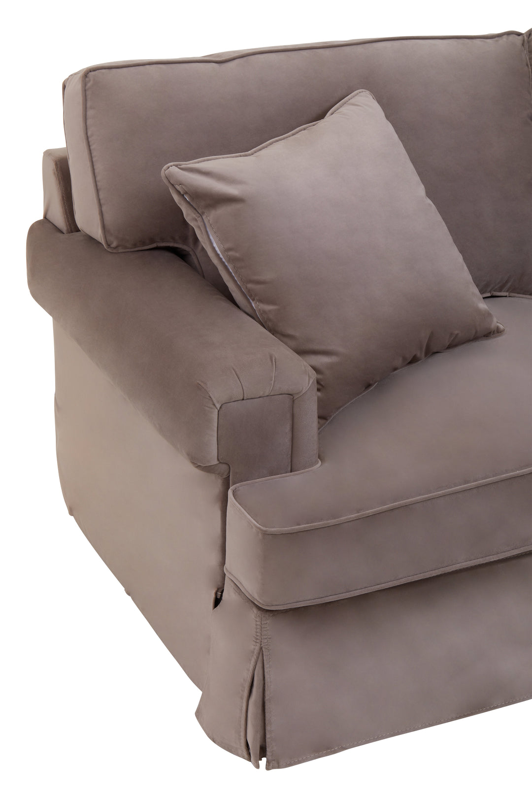 Robin Three Seat Mink Velvet Chaise Sofa
