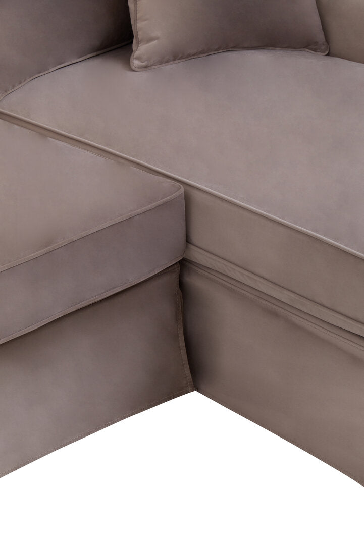 Robin Three Seat Mink Velvet Chaise Sofa