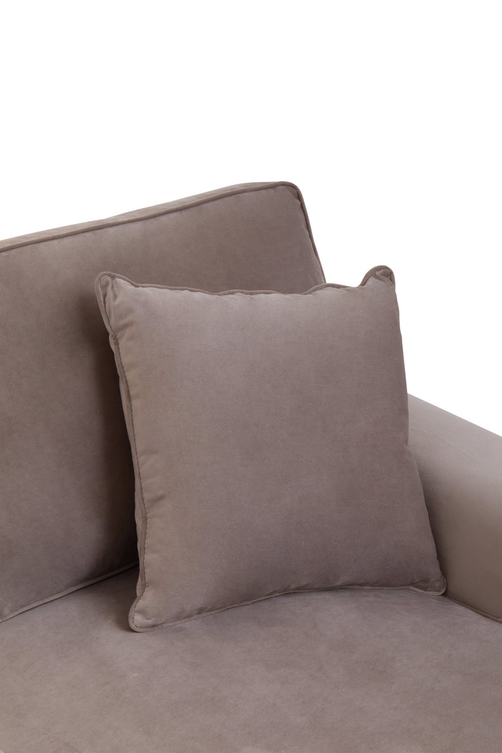 Robin Three Seat Mink Velvet Chaise Sofa