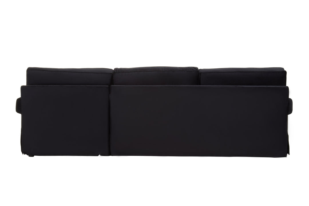 Robin Three Seat Black Velvet Chaise Sofa