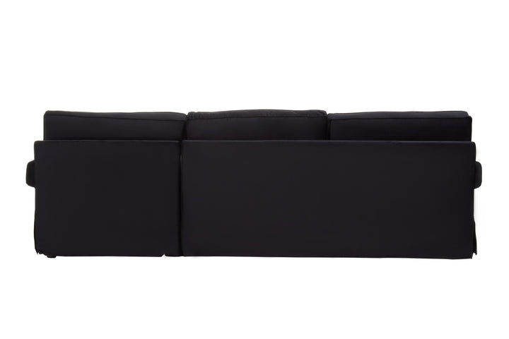 Robin Three Seat Black Velvet Chaise Sofa