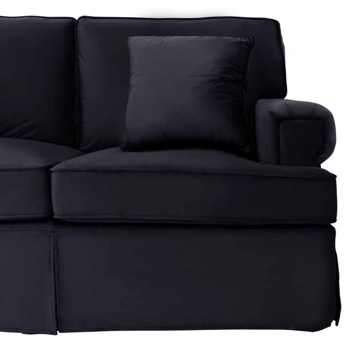 Robin Three Seat Black Velvet Chaise Sofa