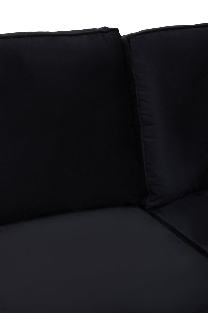 Robin Three Seat Black Velvet Chaise Sofa