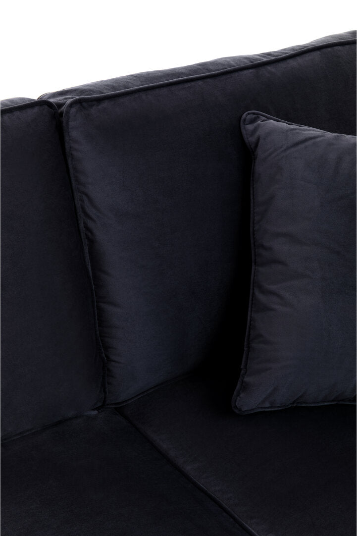 Robin Three Seat Black Velvet Chaise Sofa