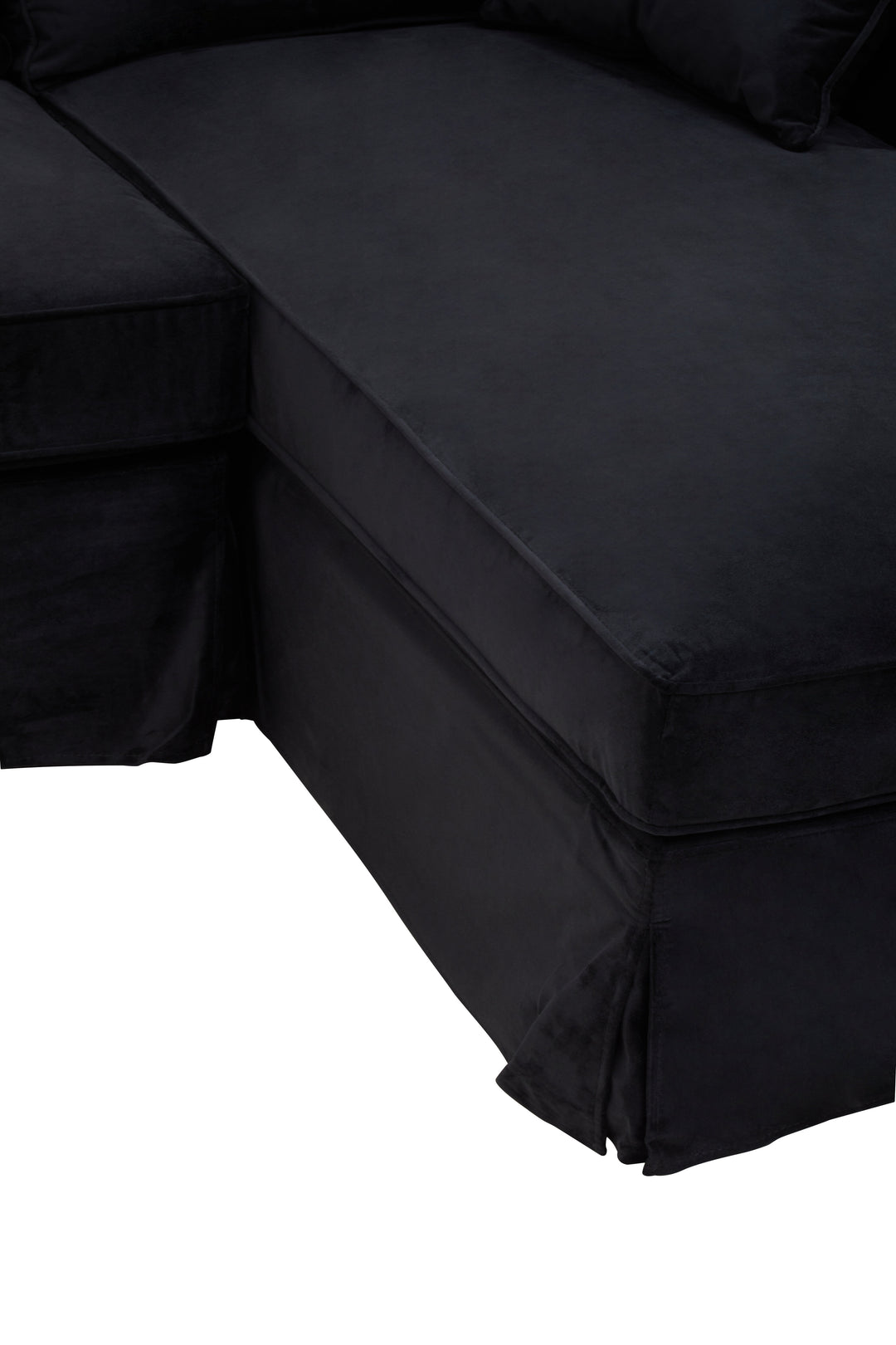 Robin Three Seat Black Velvet Chaise Sofa
