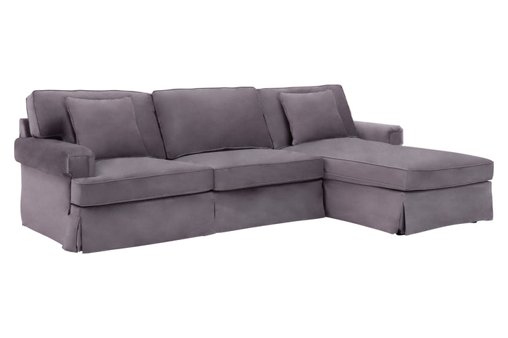 Robin Three Seat Grey Velvet Chaise Sofa
