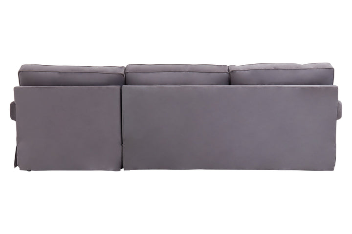 Robin Three Seat Grey Velvet Chaise Sofa
