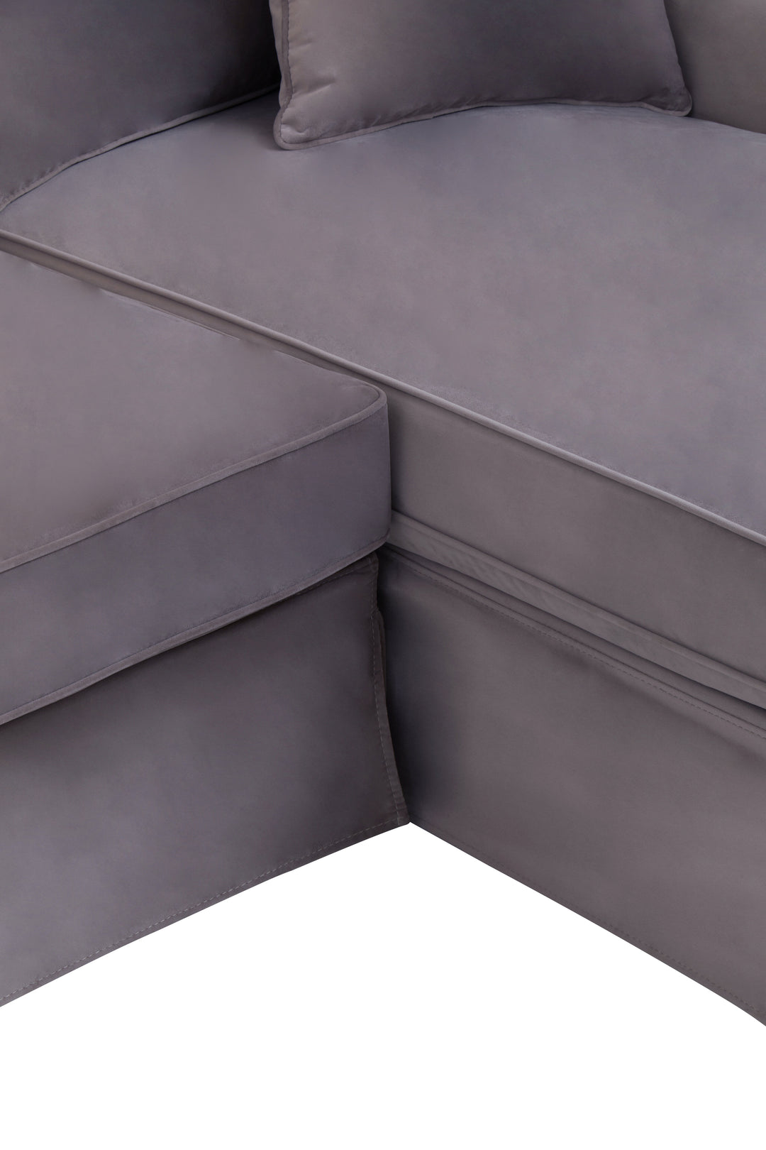 Robin Three Seat Grey Velvet Chaise Sofa