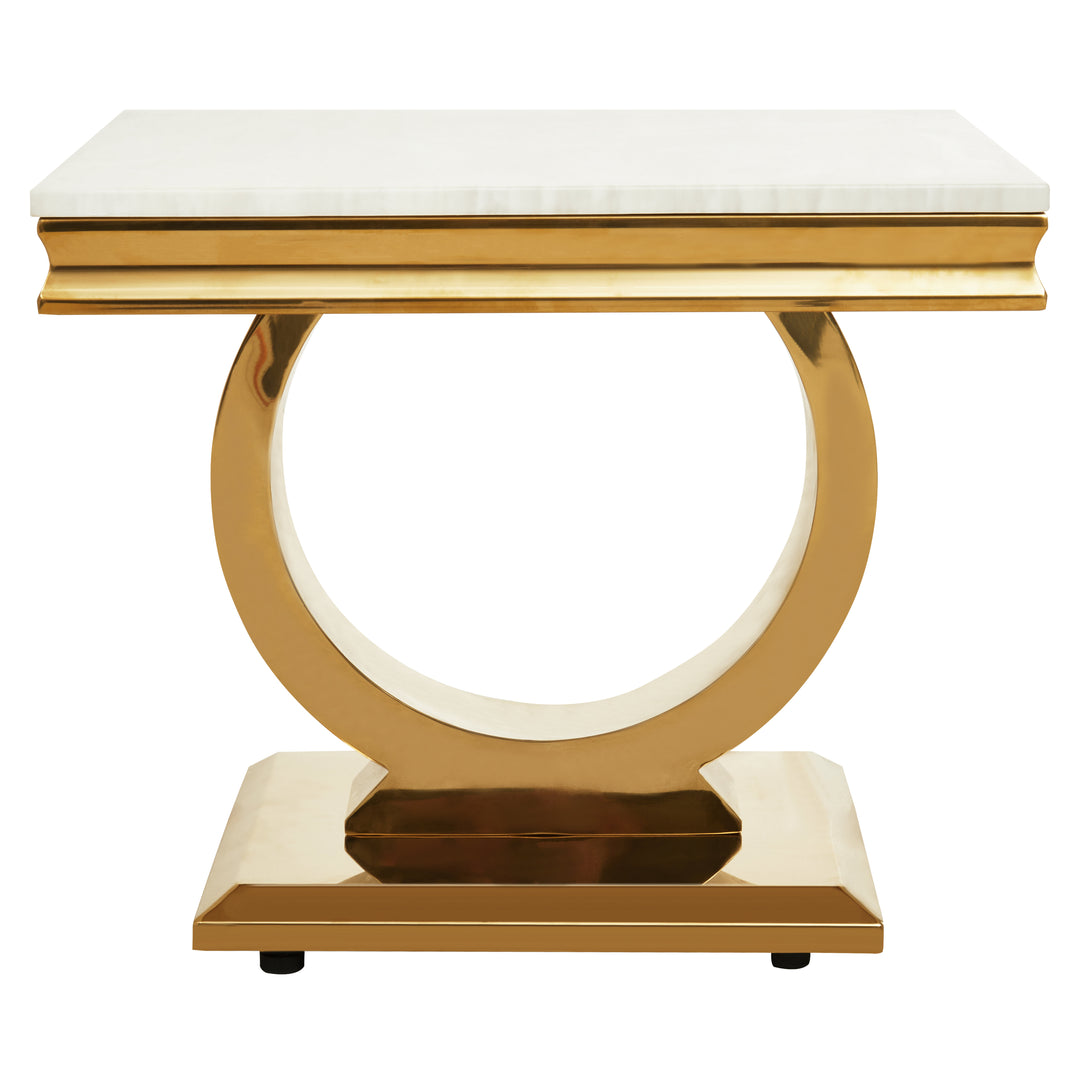 Ozzy Ivory White Marble Side Table