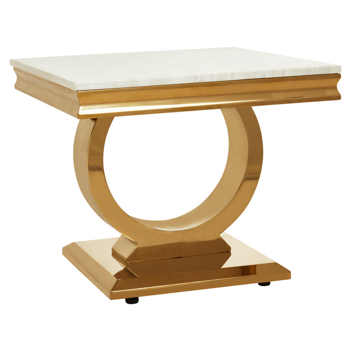 Ozzy Ivory White Marble Side Table