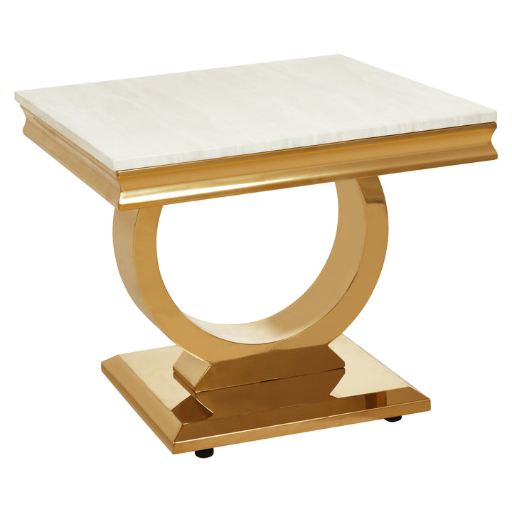 Ozzy Ivory White Marble Side Table