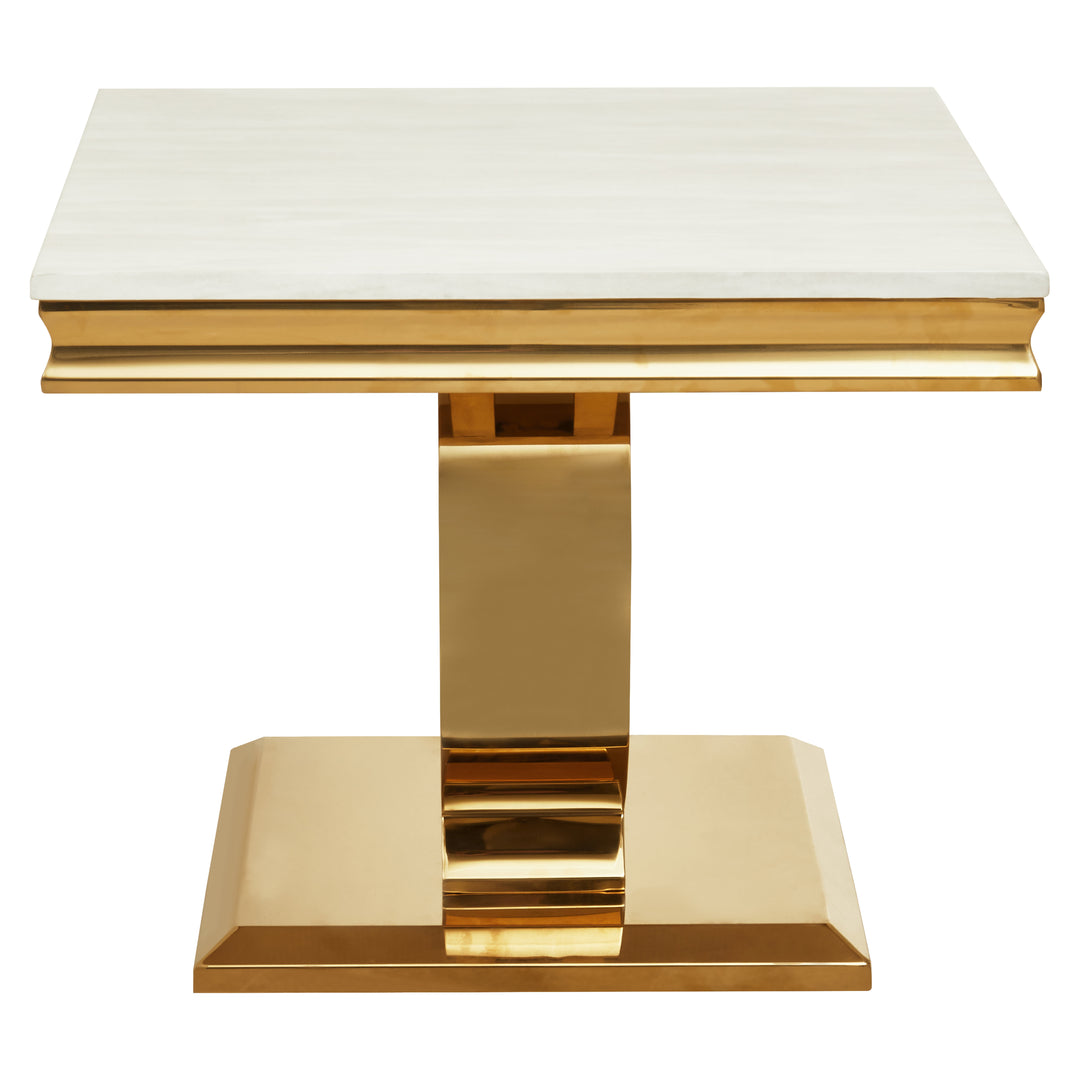 Ozzy Ivory White Marble Side Table