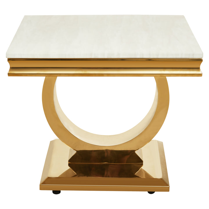 Ozzy Ivory White Marble Side Table