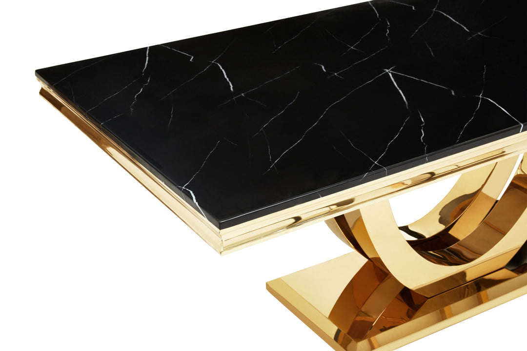 Ozzy Black Marble Rectangular Dining Table