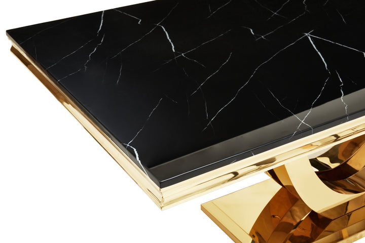 Ozzy Black Marble Rectangular Dining Table