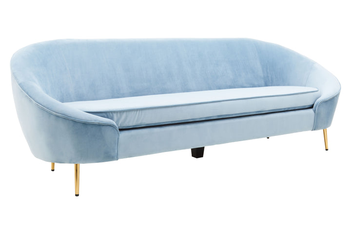 Swan 3 Seat Aqua Blue Velvet Sofa
