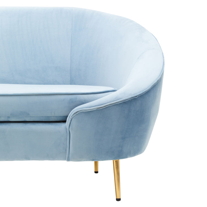 Swan 3 Seat Aqua Blue Velvet Sofa